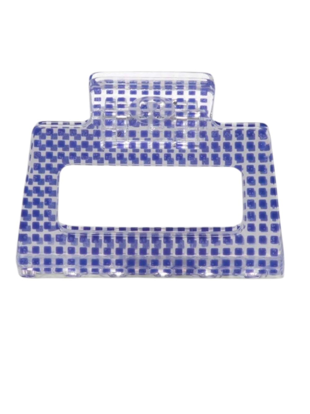 Lululemon Athletica Blue Check Acrylic Hair Clip NWT - Picture 2 of 7